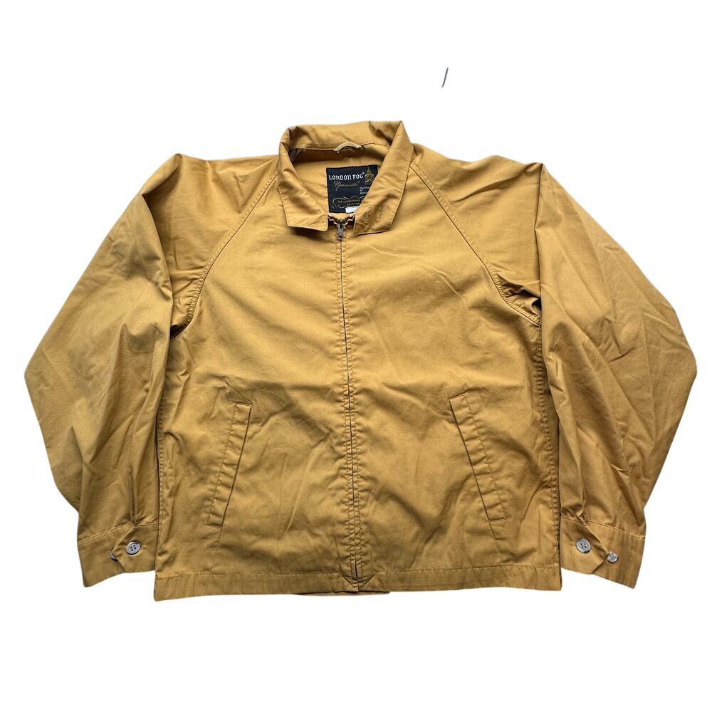 Vintage 70s London Fog Harrington Jacket Mens 36 Small Collared Mustard Yellow